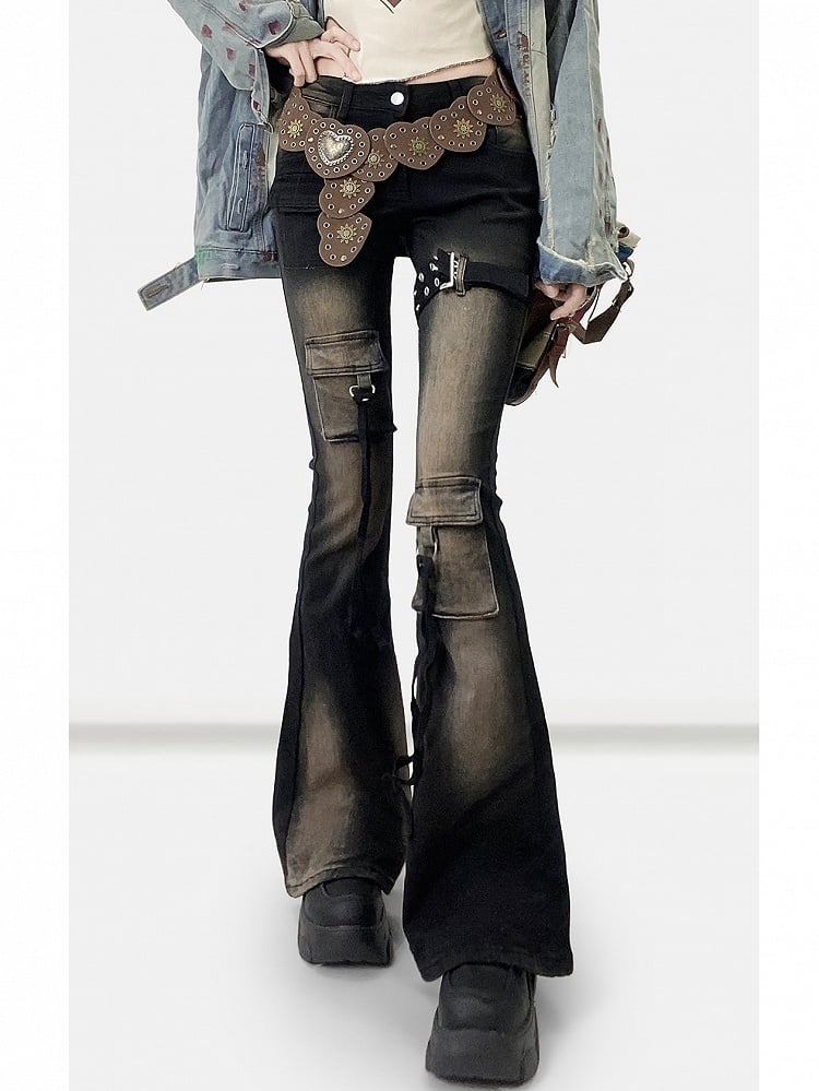 Distressed Flare Black Jeans Design Silhouette Bittersweet