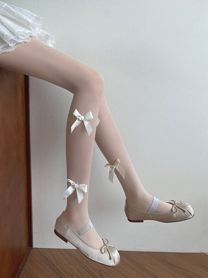 Details Semi-sheer Lolita Tights Bowknot White