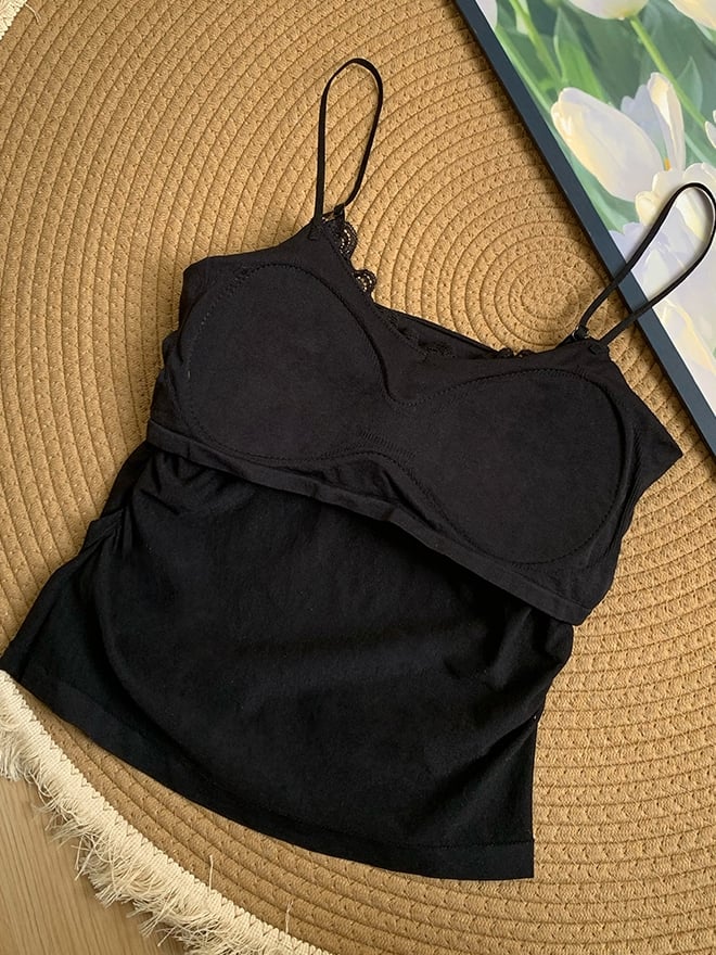Cami Underwire Summer Cups Top Comfortable Black with