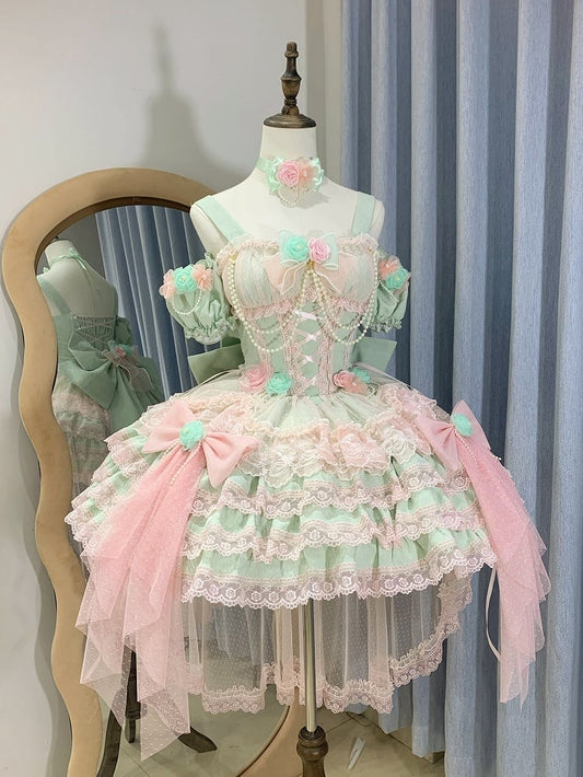 Jumper Pink Green Dress Skirt and Lolita Princess Flower Hanayome Fairy