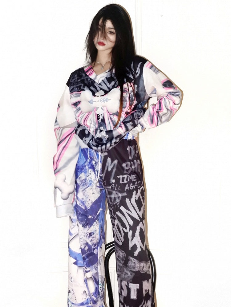 Bone and Sweatshirt Y2K Print Big Gray Bow