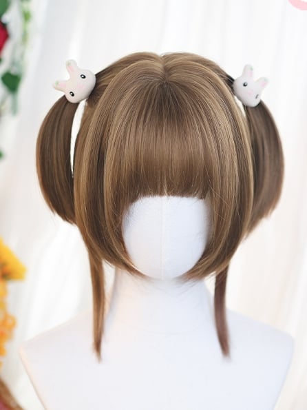 Brown Wigs With 25-30cm Short Bangs