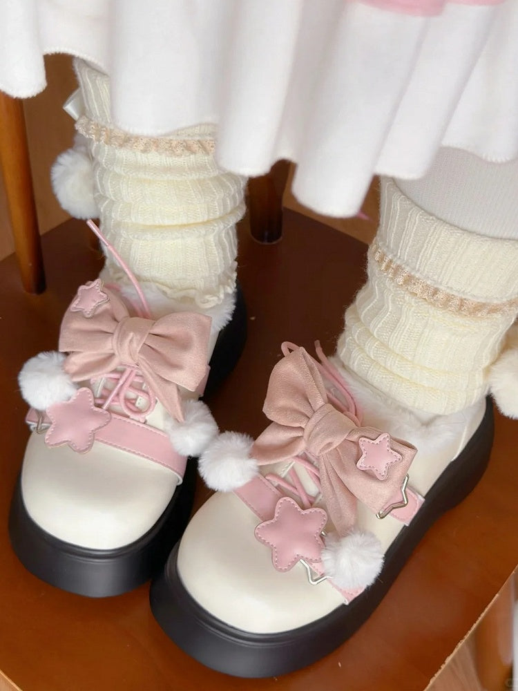 Accents Winter Star Fleece-Lined Sweet Beige Pink - Platforms