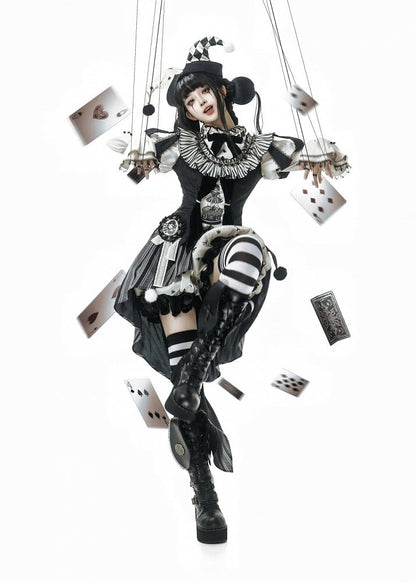 Full Lolita Circus Sleeves Black Set- Vibes Sweet and Puff White