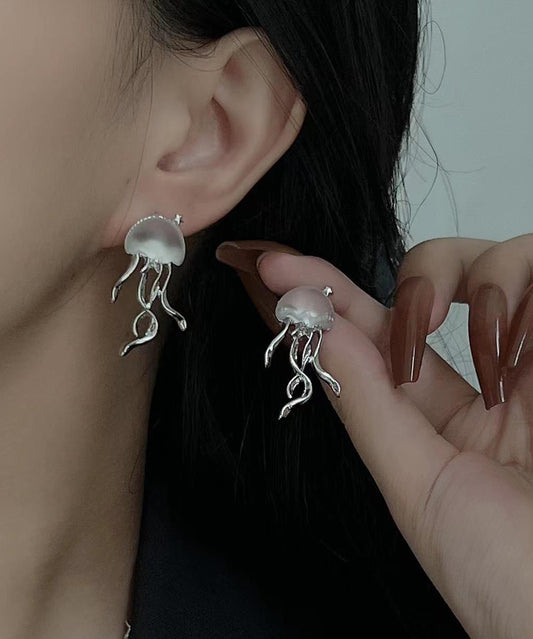 Copper Silk Boho Jellyfish Earrings Resin Stud