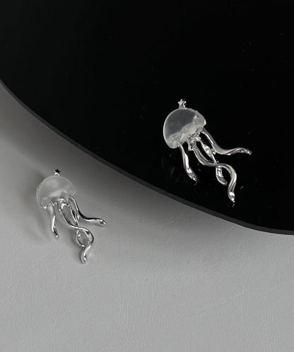 Copper Silk Boho Jellyfish Earrings Resin Stud