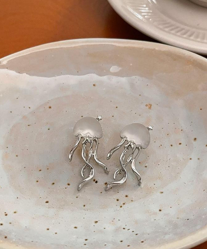 Copper Silk Boho Jellyfish Earrings Resin Stud