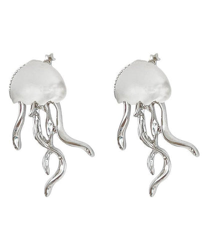 Copper Silk Boho Jellyfish Earrings Resin Stud
