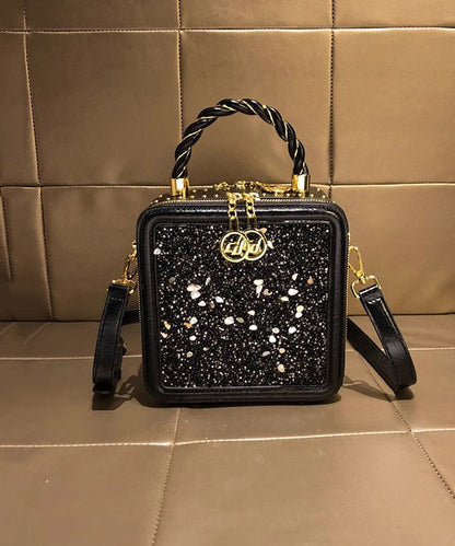 Black Mini Calf Versatile Leather Bag Zircon Chic