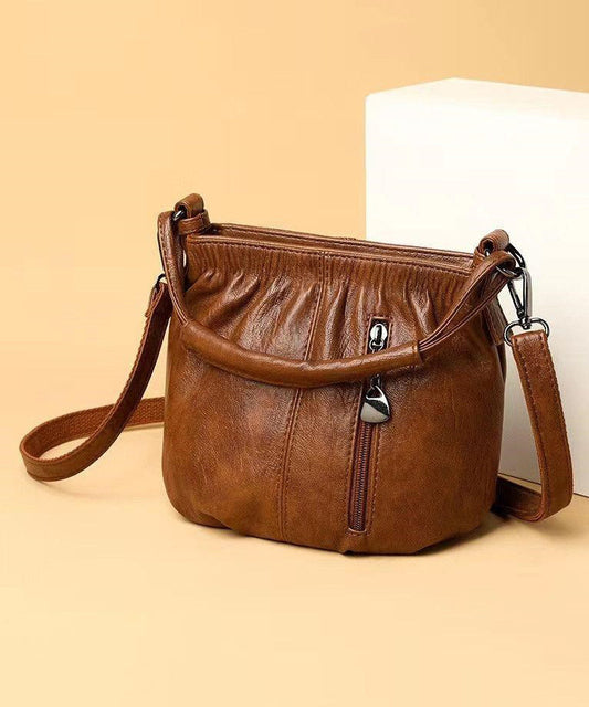 Faux Leather Brown Bag Chic Shoulder Versatile
