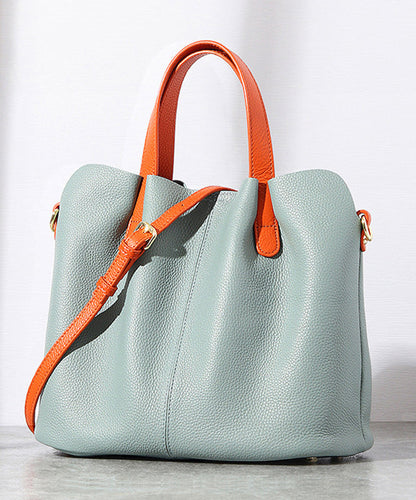 Durable Versatile Classy Calf Tote Leather Bag Grey