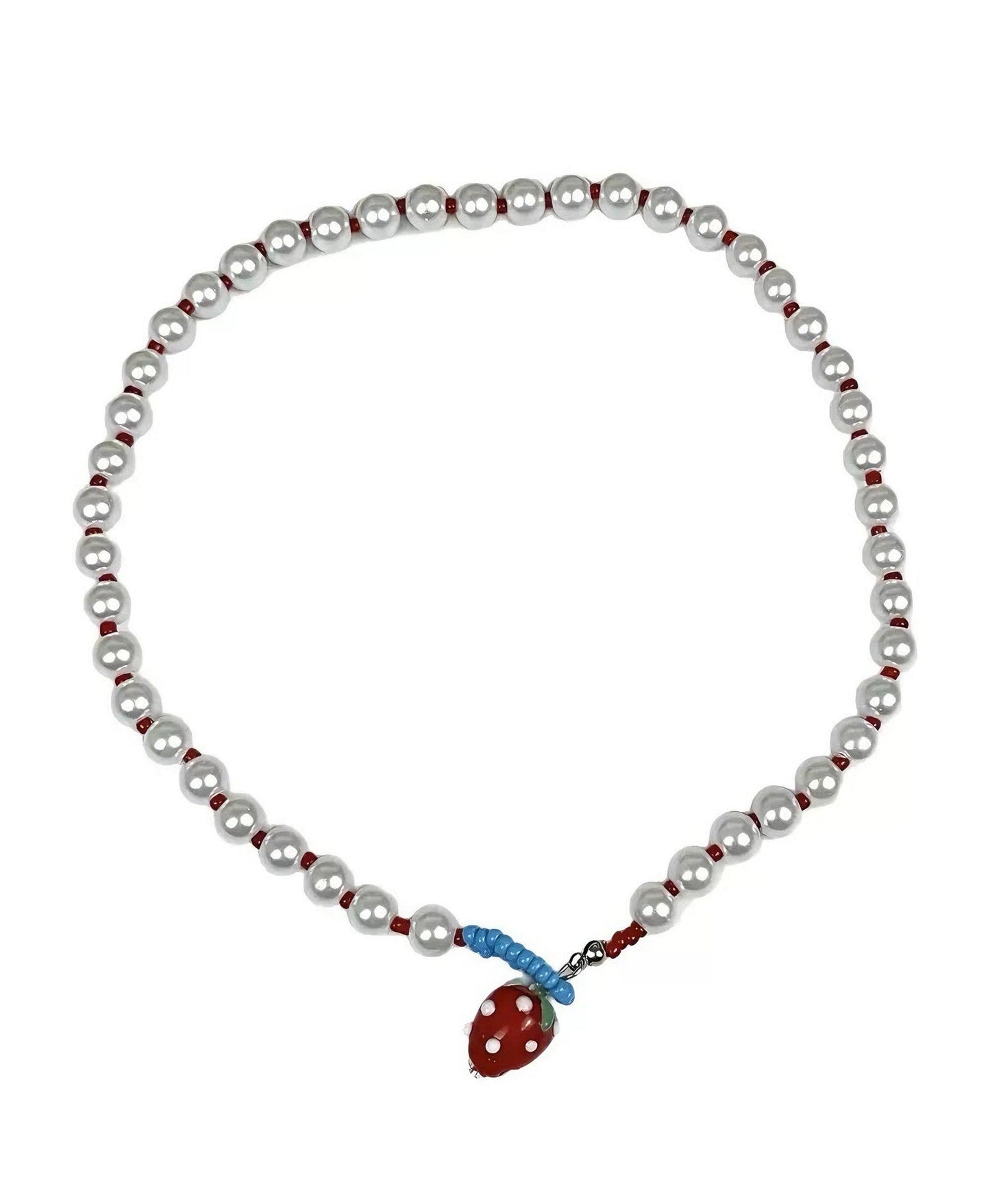 パール ストロベリー プリンセス キュート 合金ネックレス ホワイト