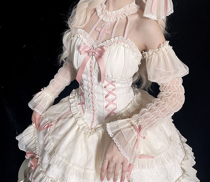 Cross Belle Pink Halter Neck Corset Dress Balletcore Lolita JSK