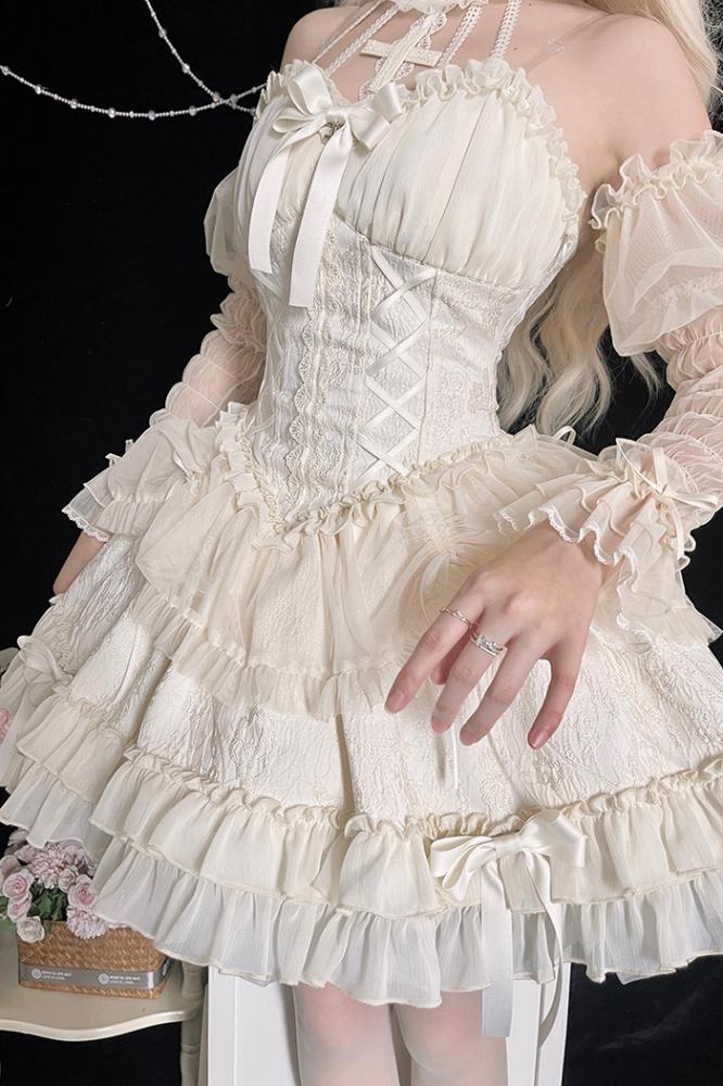 Cross Belle Ivory Halter Neck Corset Dress Balletcore Princess Lolita JSK