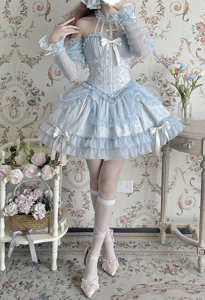 Cross Belle Pink Halter Neck Corset Dress Balletcore Lolita JSK