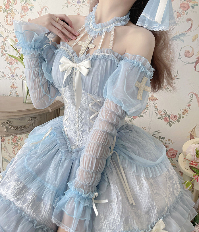Cross Belle Pink Halter Neck Corset Dress Balletcore Lolita JSK