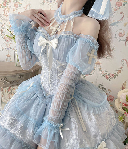 Cross Belle Pink Halter Neck Corset Dress Balletcore Lolita JSK