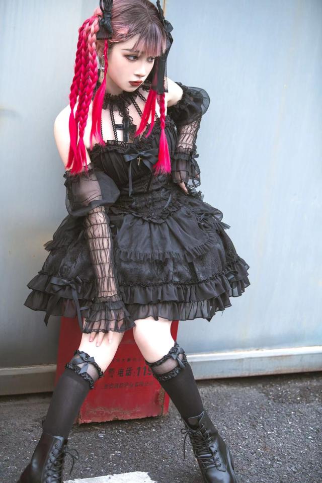 Cross Belle Black Halter Neck Corset Dress Gothic Lolita JSK