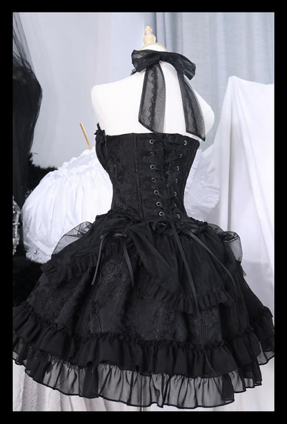 Cross Belle Pink Halter Neck Corset Dress Balletcore Lolita JSK