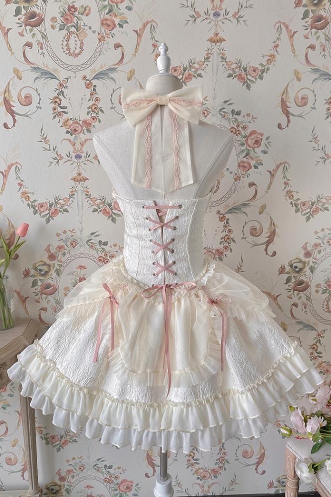 Cross Belle Pink Halter Neck Corset Dress Balletcore Lolita JSK