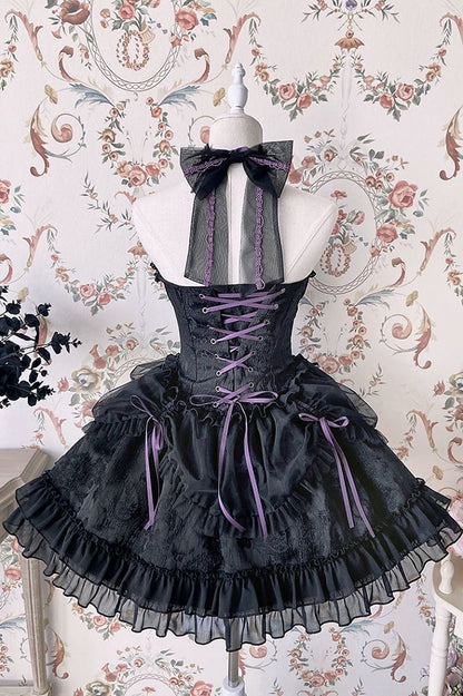 Neck Balletcore Corset Lolita Dress Pink Belle JSK Halter Cross