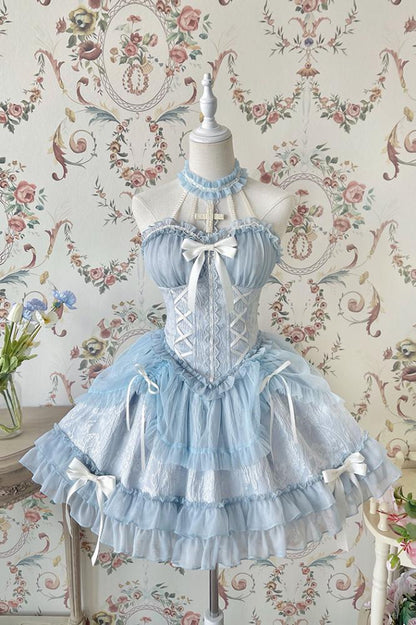 Cross Belle Pink Halter Neck Corset Dress Balletcore Lolita JSK