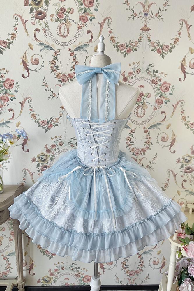 Cross Belle Pink Halter Neck Corset Dress Balletcore Lolita JSK