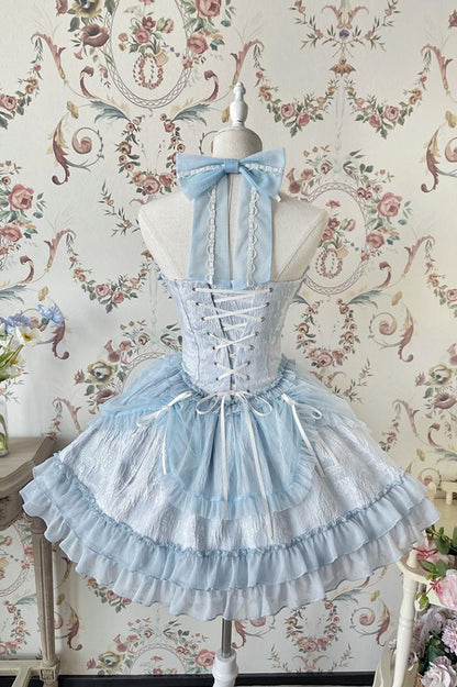 Cross Belle Pink Halter Neck Corset Dress Balletcore Lolita JSK