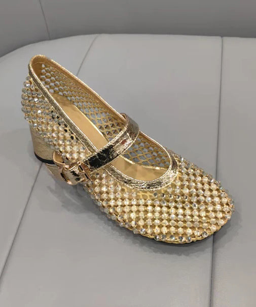 Schwarz Spleißen Schuhe Zirkon Mode Atmungsaktive Mesh Chunky