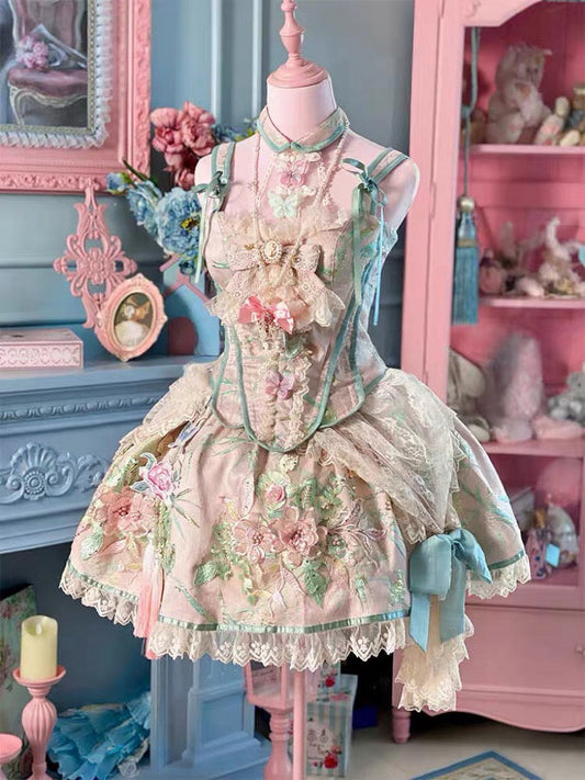 Golden Canary Eastern Rococo Chinoiserie Dress Set