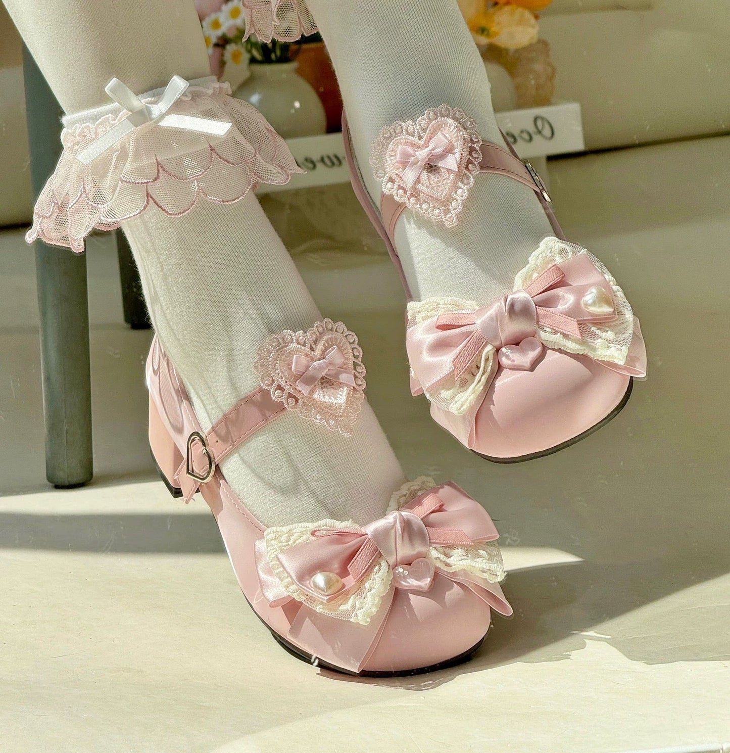 Cream Sweetheart Round Toe Maryjanes