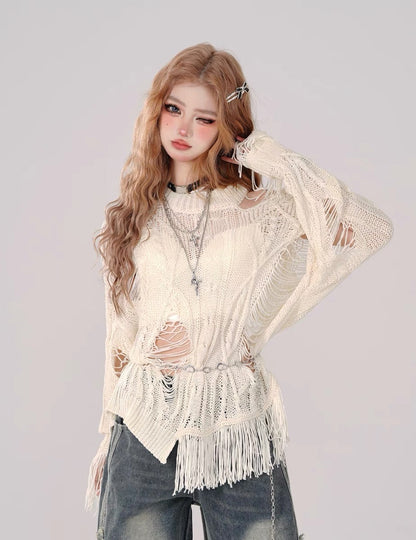 Rebellious Girl Hollow Knit Cover-Up