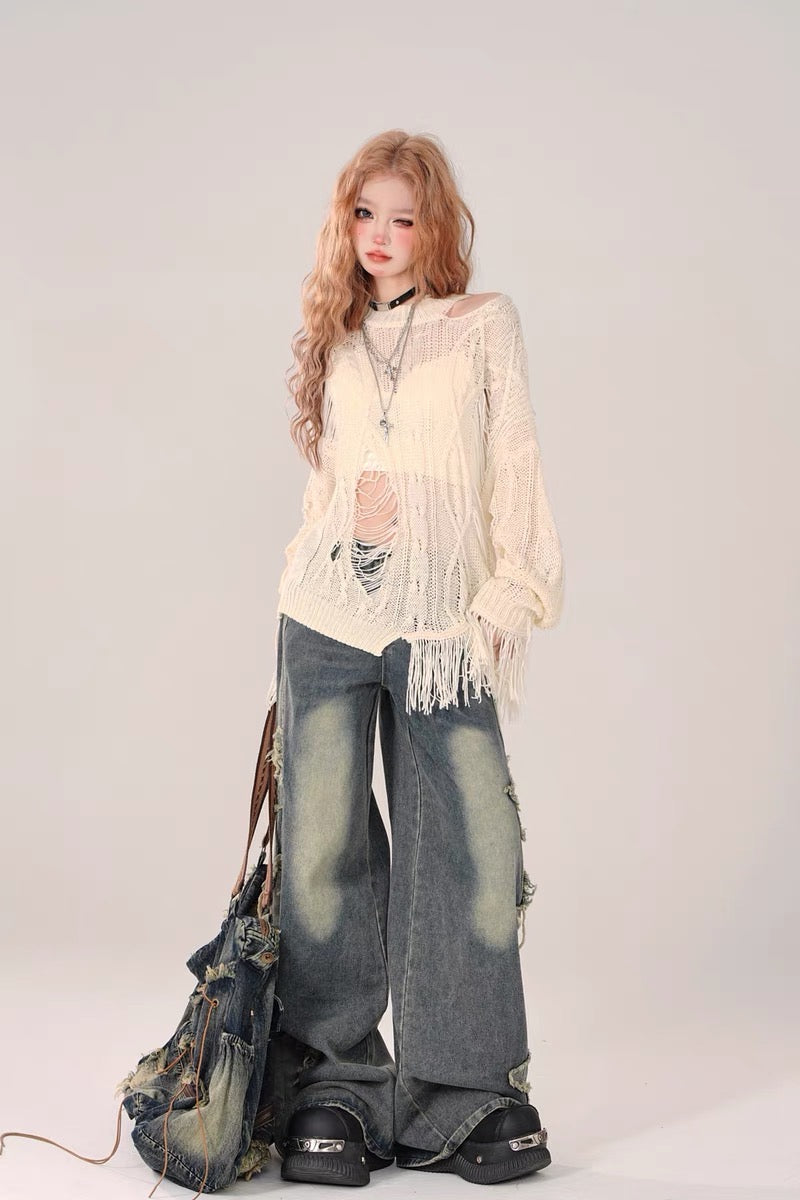 Rebellious Girl Hollow Knit Cover-Up