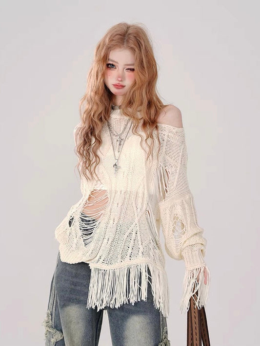 Rebellious Girl Hollow Knit Cover-Up