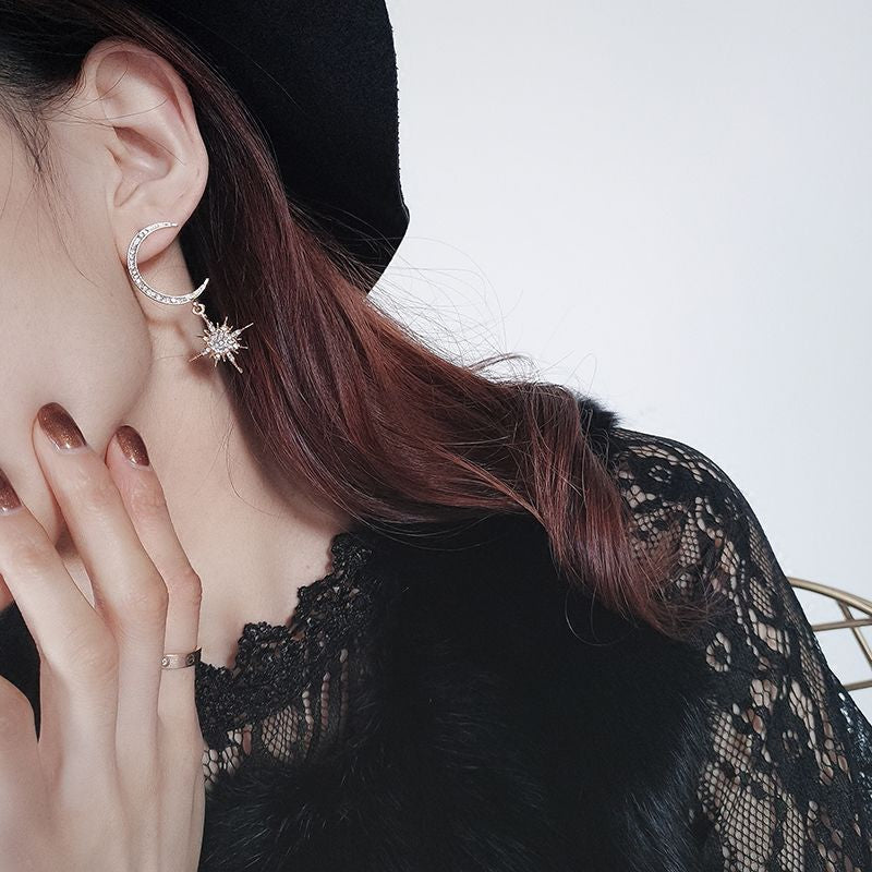 and Earring Moon Rhinestone Star Drop