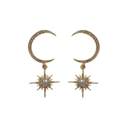 and Earring Moon Rhinestone Star Drop