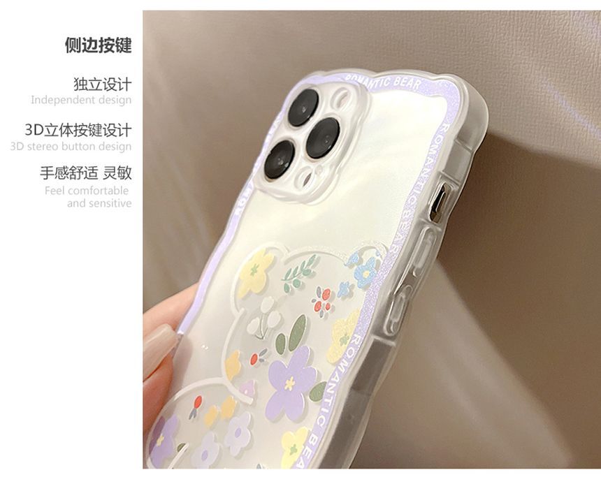Transparent Phone Flower Bear Case
