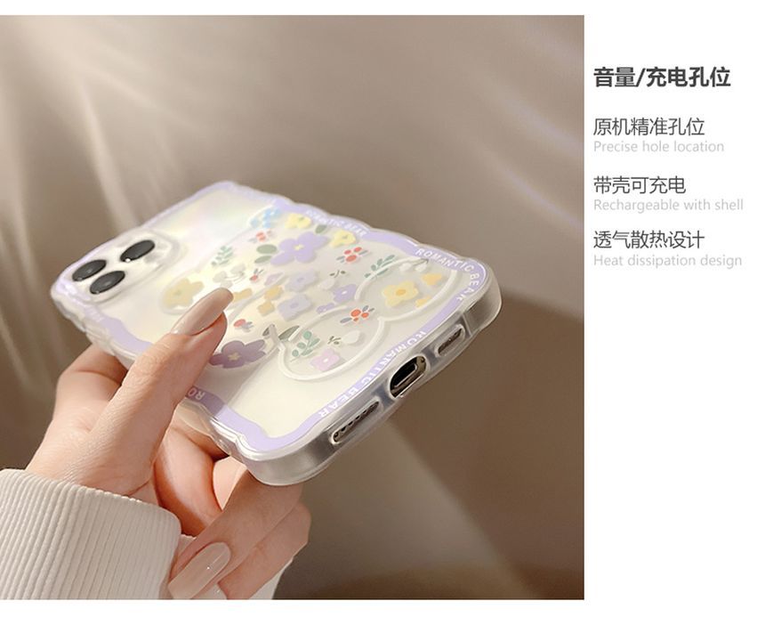 Transparent Phone Flower Bear Case