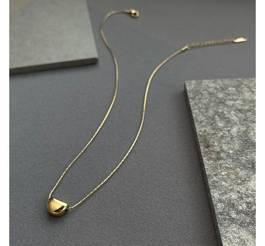 Bean Steel Stainless Pendant Necklace Polished
