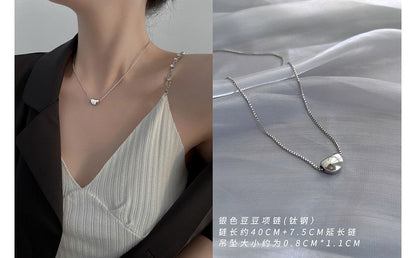 Bean Steel Stainless Pendant Necklace Polished