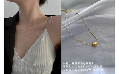 Bean Steel Stainless Pendant Necklace Polished