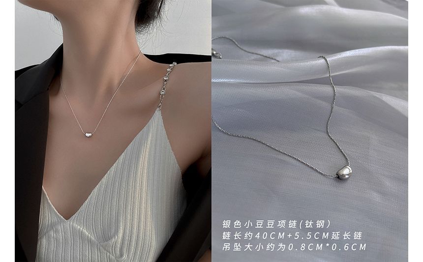 Bean Steel Stainless Pendant Necklace Polished