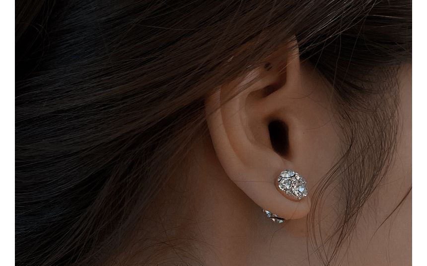 Earring Through Magnetic Alloy Rhinestone