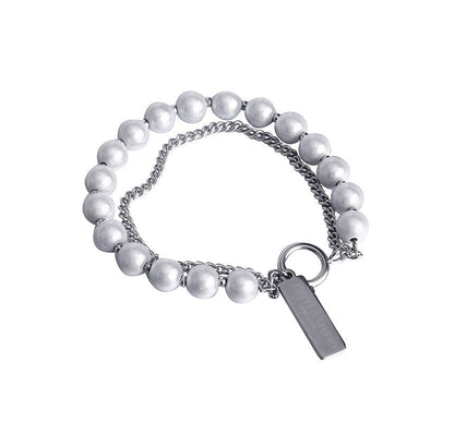 Bead Reflective Alloy Bracelet Layered