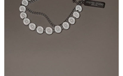 Bead Reflective Alloy Bracelet Layered