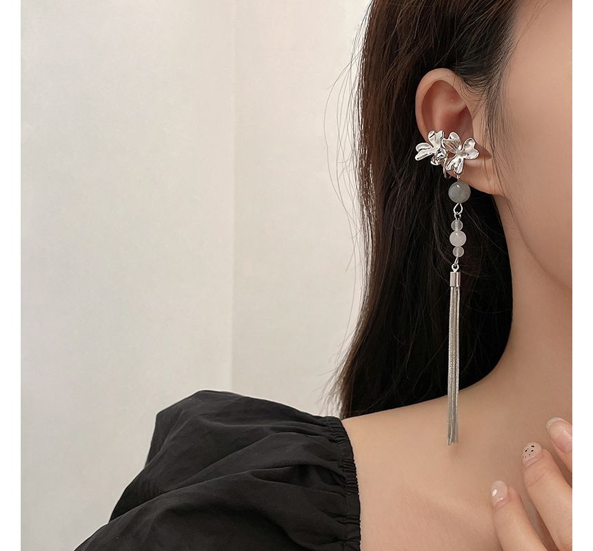 Cuff Alloy Fringed Earring Acrylic Flower