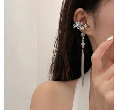 Cuff Alloy Fringed Earring Acrylic Flower
