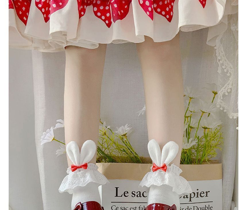 / Rabbit Ear Socks of 2 Bow Accent Set