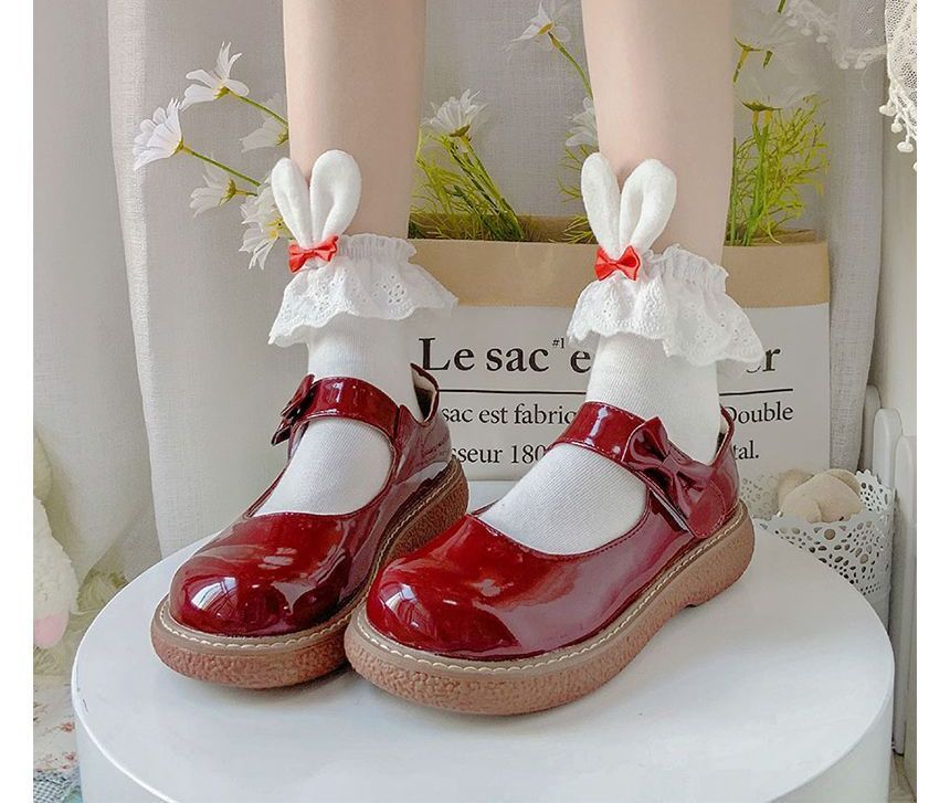 / Rabbit Ear Socks of 2 Bow Accent Set