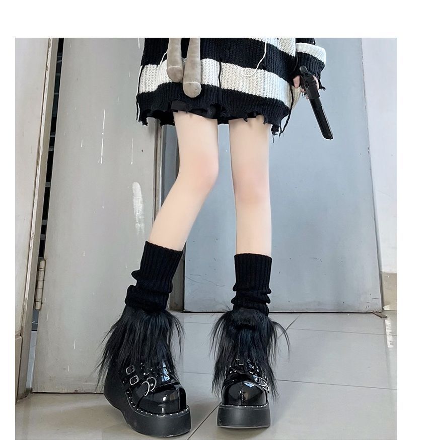 Warmers Trim Fluffy Knit Leg